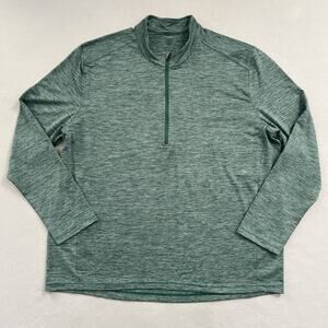 Graham Luxe Men Heather Green 1/4 Zip Pullover Performance Sweater Shirt 2XL